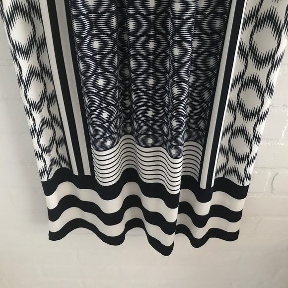 London Times Mini Dress navy Ivory Coastal Native V neck Sz 4 - Picture 4 of 7